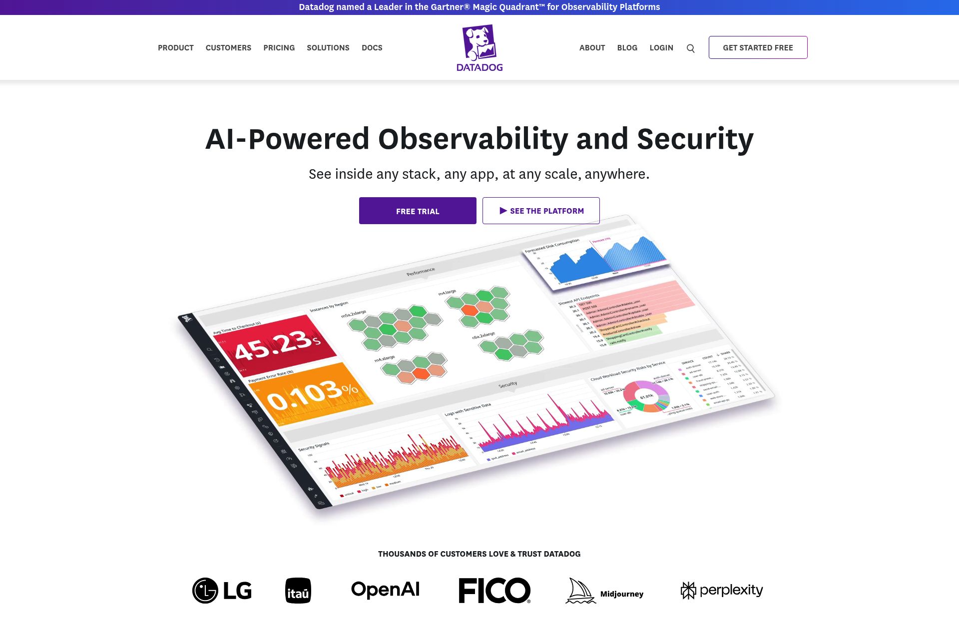 Datadog startup program screenshot