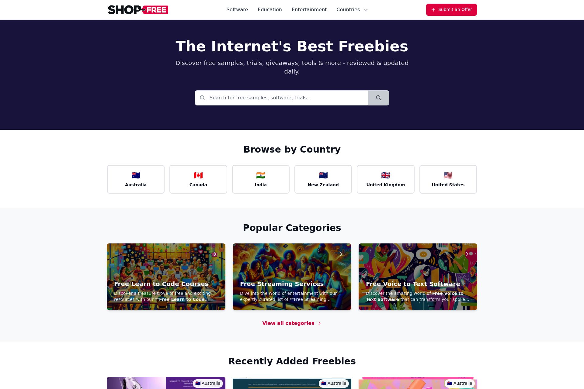 ShopFree startup program screenshot